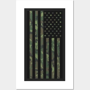 US Flag Down - Woodland Black Posters and Art